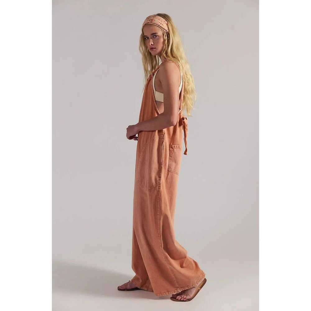 Free People We The Free Freebird Jumpsuit Dress Wide Leg Cotton Cozy S 288975 - Picture 4 of 9